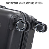 3PCS ABS Luggage Set Suitcase with Spinner Wheels & Combination Lock, 20"+24"+28", Black