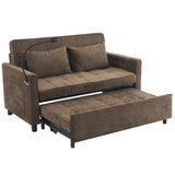 56.9"W Loveseat Sofa, Pull-Out Sleeper Sofa Bed with Adjustable Backrest, Side Pockets, Two USB Ports and A Phone Holder