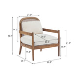 Set of 2 Accent Chair Mid-Century Modern Armchair Reading Chair Leisure Chair with Cushion & Solid Wood Frame, Beige & Brow