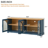 Farmhouse TV Stand for TVs Up to 70" with Semi-Arched Glass Doors, Two-Tone Media Console Sideboard with Adjustable Shelves