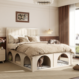 Queen Size Pet-Friendly Platform Bed Frame with High Headboard & Underbed Storage, 600 LBS Capacity