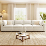 113" Modular Sectional Sofa, Chenille Sofa Couch with Storage, USB/Wireless Charging & Bluetooth Speaker, Beige