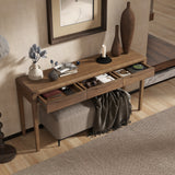 Console Table with 3 Drawers, Farmhouse Entryway Table, Sofa Table Accent Table with Solid Oak Legs for Living Room/Hallway