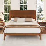 Queen Size Bamboo Platform Bed Frame with Wood Support Slat, Mid-Century Modern Style, Easy Assembly, Brown-ModernLuxe