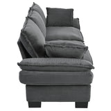 Modern Curved Sofa, Back Upholstered Couch with 2 Decorative Throw Pillows, Corduroy Fabric Couch for Living Room, Bedroom , Apartment