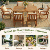 7pcs Outdoor Dining Set for 6, Patio Dining Table and Chairs Set with Water Resistant Cushion, Weather-Resistant Acacia Wood Frame, Brown