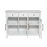 Acacia Wood Sideboard Cabinet with Storage For Living and Dining Room Entrance, Large Size, 3 Doors and 3 Drawers, White