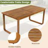7pcs Outdoor Dining Set for 6, Patio Dining Table and Chairs Set with Water Resistant Cushion, Weather-Resistant Acacia Wood Frame, Brown