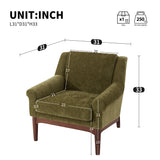 Mid-Century Modern Accent Chair, Chenille Upholstered Armchair with Flared Arms & Birch Wood Legs, Ergonomic Reading Chair