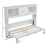 Twin Size Murphy Bed Wall Bed with Charging Station, Storage Drawer & Cabinets, Foldable Bed Cabinet Bed