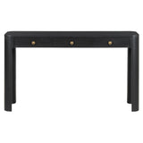 Rustic Console Table with Curved Corners for Safety, Entryway Table with 3 Concealed Drawers, Sturdy Sofa Table with Thick Legs for Hallway & Living Room