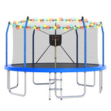 Trampoline with Lights and Basketball Hoop, Outdoor Recreational 16" Trampoine for Kids and Adults