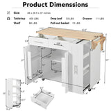 Kitchen Island with Drop Leaf, Kitchen Storage Cart with 3 Tier Pull Out Cabinet Organizer, Internal Storage Rack, Rolling Kitchen Cart on Wheels with Towel Rack, 2 Drawers, for Kitchen