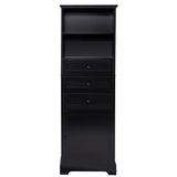 Tall Storage Cabinet with 3 Drawers and Adjustable Shelves for Bathroom, Study, Office and Interior, MDF Board with Painted Finish