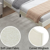 Queen Size Bed Frame Upholstered Platform Bed with Adjustable Headboard,Linen Fabric Padded,Modern Simple Style Platform Bed No Box Spring Needed, Easy Assembly