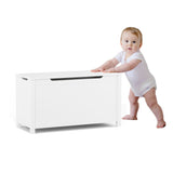 Kids Wooden Toy Box Storage with Safety Hinged Lid for Ages 2+