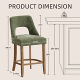 Set of 2 Upholstered Counter Height Bar Stools with Wingback & Wood Legs for Kitchen Island, Dining Room, Home Bar
