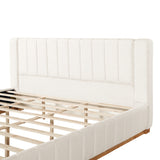 Modern, Minimalist, and Elegant Striped Fabric Bed,Beige