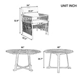 Modern 5-Piece Patio Extendable Wooden Dining Table Set, 12inch Butterfly Leaf Foldable Round Kitchen Table Set with 4 Rattan Arm Chairs for Backyard,Balcony, Garden, Poolside, Natural