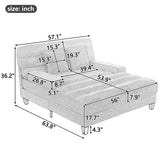 Modern Chaise Lounge Sofa 57.1" Sofa Bed Chenille Upholstered Lounge Sofa Chair with Adjustable Backrest and LED Light Strip for Living Room