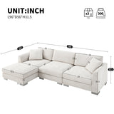 96*56" Modern Cloud Sectional Sofa,L-shaped Luxury Couch Set with 2 Free pillows,4-seat Chenille Indoor Furniture with Oversized Chaise for Living Room,Apartment,Office