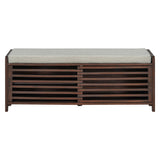 Shoe Bench with Storage and Cushion, Distressed Shutter Storage Bench with Retro Charm for Living Room, Entryway