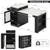 Kitchen Island with Extendable Dining Table, Kitchen Storage Table with Double-sided Storage, Kitchen Island with 2 Drawers, Power Outlet, Side Open Shelves, for Kitchen, Dining Room