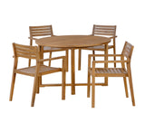5-Piece Outdoor Dining Set with 4 Acacia Wood Chairs,47.2" Round Dining Table with Slatted Design, Ideal for Patios, Gardens, Poolsides, and Lawn Areas & Indoor