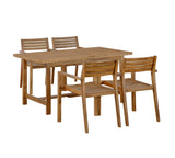 5-Piece Outdoor Acacia Wood Outdoor Dining Set of 4,59.06-Inch Rectangular Table with Umbrella Hole,Suitable for Patio, Lawn, Garden, Poolside, & Indoor Use