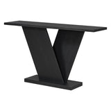 Modern V-Shaped Console Table with Acacia Wood Veneer – Sleek Entryway Table with Wide Tabletop, Black