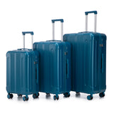 3pcs ABS Spinner Luggage Set (20"/24"/28"), Carry-On Suitcases with TSA Combination Lock & Silent Wheels, Dark Blue