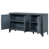 60"W American Retro Sideboard with Adjustable Shelves, Storage Cabinet with 3 Doors for Living Room, Entrance and Study Room, Navy Blue