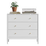 3 Drawer Dresser Chest of Drawers Entryway Console Accent Sideboard Storage Organizer Cabinet, White