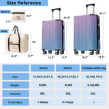 3 PCS Luggage Set, 20" Carry-On Suitcase & 24" Checked Suitcase & Foldable Duffel Bag, Spinner Wheels & TSA Lock, Lilac and Blue - ModernLuxe