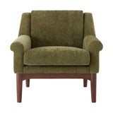 Mid-Century Modern Accent Chair, Chenille Upholstered Armchair with Flared Arms & Birch Wood Legs, Ergonomic Reading Chair