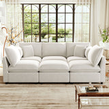 Modular Sectional Sofa, U-shaped Sofa Couch Upholstered Sofa Bed with Storage Armrests, USB Ports & Movable Ottoman