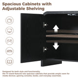 TV Stand for TVs up to 70", Curved TV Console Media Storage Cabinet Entertainment Center Sideboard with Adjustable Shelves, Black