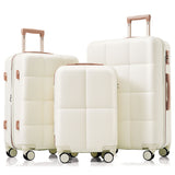 Hardshell Luggage Set - 20/24/28 Inch ABS Suitcases with Carry-on, Cup Holder, Spinner Wheels & Side Hooks