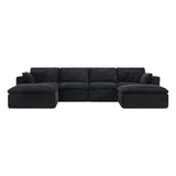 Fully Compressed Modular Sectional Sofa, U Shape with Ottomans, Luxury Corduroy with Extra Width&Depth Cloud Like Soft Cushion, No Assembly Required, for Living Room&Apartment