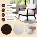 Mid-Century Modern Accent Chair with Lumbar Pillow & Soft Cushion, Reading Armchair Ergonomic Lounge Chair, Beige&Walnut
