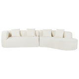 132" Curved Modern Sectional Sofa, 2-Piece Chenille Modular Couch with 4 Pillows for Living Room, Beige