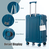 3pcs ABS Spinner Luggage Set (20"/24"/28"), Carry-On Suitcases with TSA Combination Lock & Silent Wheels, Dark Blue
