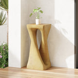 Retro Side Table End Table Wood-Like Texture Accent Table, Indoor/Outdoor Twist Shape Side Table, Natural