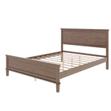 Queen Size Platform Bed Frame with Headboard and Wood Slat Support, Brown-ModernLuxe