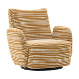 360° Swivel Leisure Chair, Boucle Fabric Striped Armchair with Metal Base, Modern Accent Chair Single Sofa, Mustard Yellow