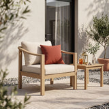 Patio Club Chair Outdoor Accent Chair Armchair with Soft Water-resistant Cushions & Weather-Resistant Acacia Wood Frame, Teak+Cream