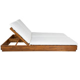 Outdoor Double Sunlounge Patio Chaise Lounge 5 Adjustable Position Lawn Sunbathing Bed Patio Daybed with Cushion, Natural