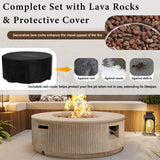 38" Patio Propane Fire Pit Table,50000 BTU Round Outdoor Fireplace with Steel Burner, Adjustable Flame Control, Lava Rocks&Rain Cover,Brown