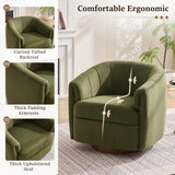 360° Swivel Accent Chair Upholstered Barrel Chair Ergonomic Armchair Comfy Reading Chair with Curved Backrest, Green