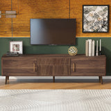 Mid Century TV Stand with 2 Drawers, Media Console Table for TVs up to 80'', Entertainment Center with Storage, Walnut